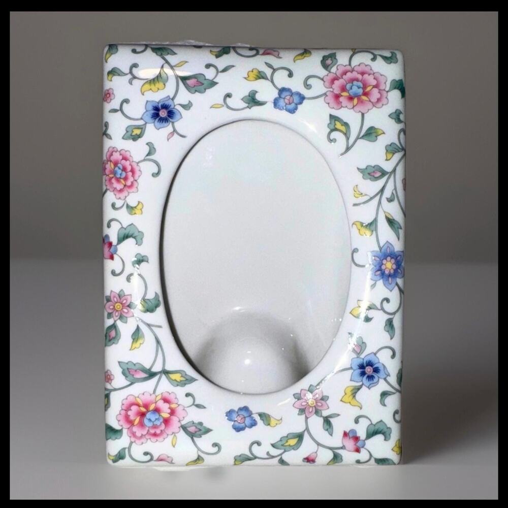 Vintage Floral Porcelain Wall Pocket Vase or Frame Cottagecore Decor